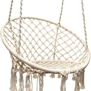 Sorbus Hammock Chair Macrame Swing – Hanging Chair – 265 Pound Capacity – Perfect for Bedroom, Indoor/Outdoor Use, Terrace, Balcony, Patio, Deck, Yard, Garden (Single Swing)  Patio, Lawn, Garden