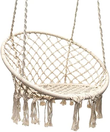 Sorbus Hammock Chair Macrame Swing – Hanging Chair – 265 Pound Capacity – Perfect for Bedroom, Indoor/Outdoor Use, Terrace, Balcony, Patio, Deck, Yard, Garden (Single Swing)  Patio, Lawn, Garden