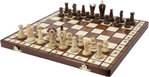 Beautiful Handcrafted Wooden Chess Set with Wooden Board and Handcrafted Chess Pieces.