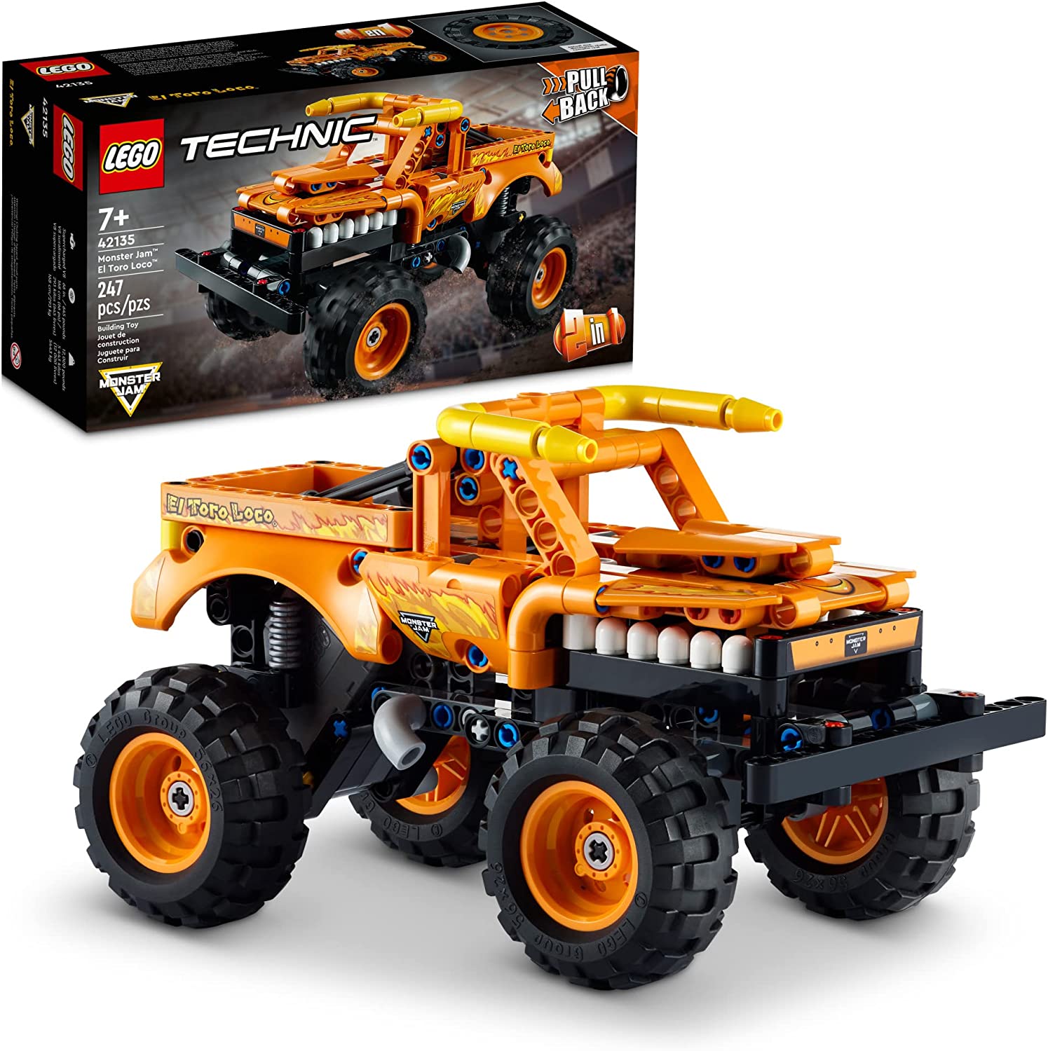 LEGO Technic Monster Jam El Toro Loco 42135 Model Building Kit; A 2-in-1 Pull-Back Toy for Kids Who Love Monster Trucks; Makes A Great Birthday Gift for Monster Truck Fans; for Ages 7+ (247 Pieces)  Toys & Games