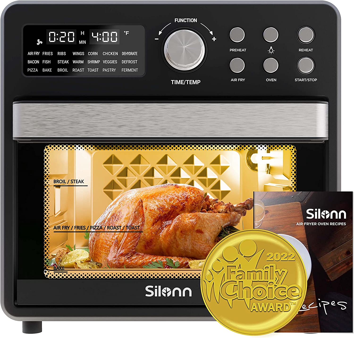 Silonn Air Fryer Oven 16QT 21-in-1 Smart Air Fryer Toaster Oven