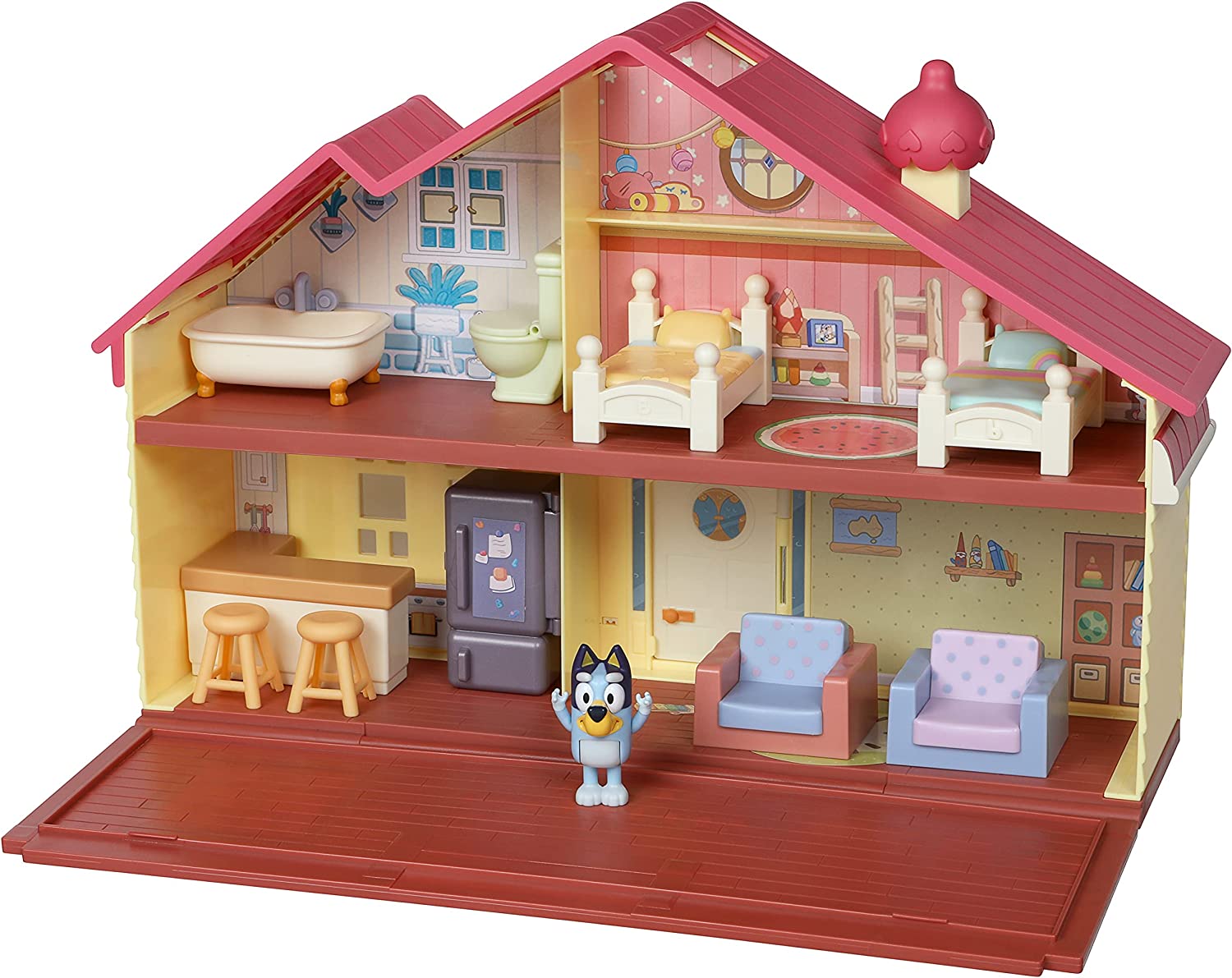 Bluey Family Home Playset with 2.5″ poseable Figure  Toys & Games