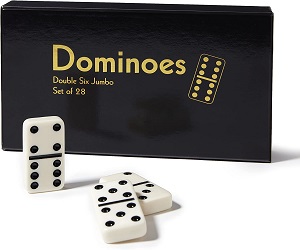 CHH Black/Cream Color Double 6 Jumbo Size Domino Tiles