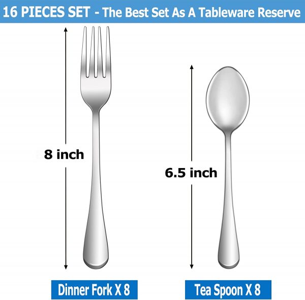 16 Pcs Forks and Spoons Silverware Set,Food Grade Stainless Steel Flatware Cutlery Set for Home,Kitchen and Restaurant - Image 7